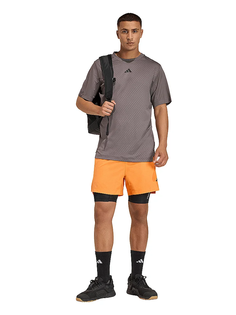 Adidas Short de fitness pour homme D4T Power orange   L 7
