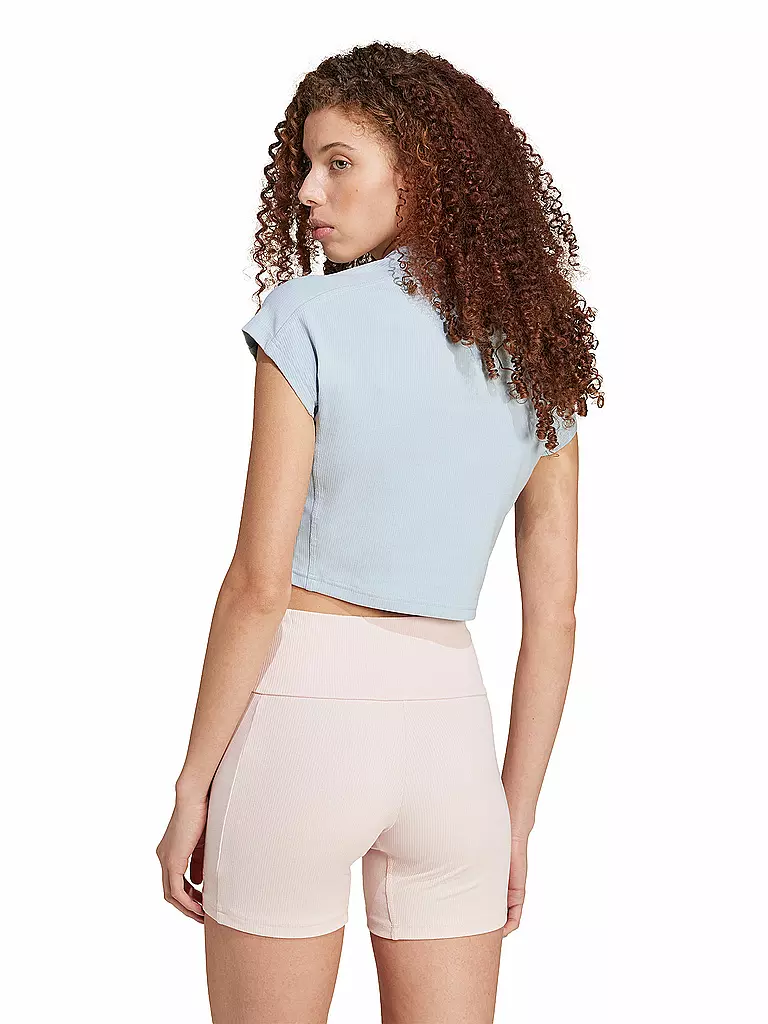 ADIDAS | Damen T-Shirt Lounge Ribbed Crop | Bleu clair
