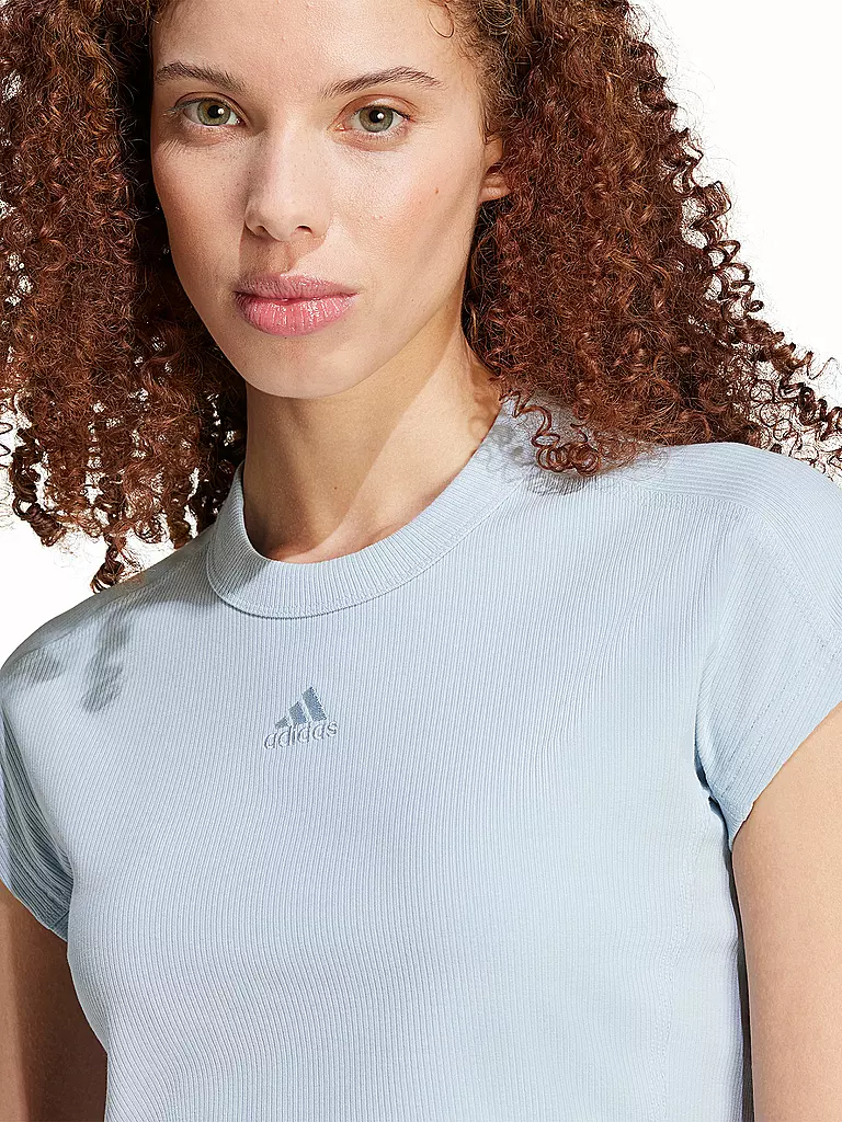 ADIDAS | Damen T-Shirt Lounge Ribbed Crop | Bleu clair