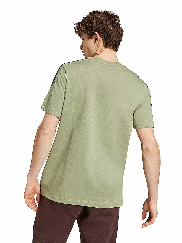 ADIDAS | Herren T-Shirt Essentials Single Jersey 3-Streifen | Olive