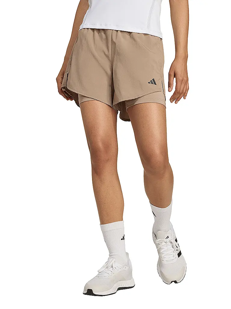 ADIDAS | Short de fitness AEROREADY 2 en 1 pour femmes | Marron