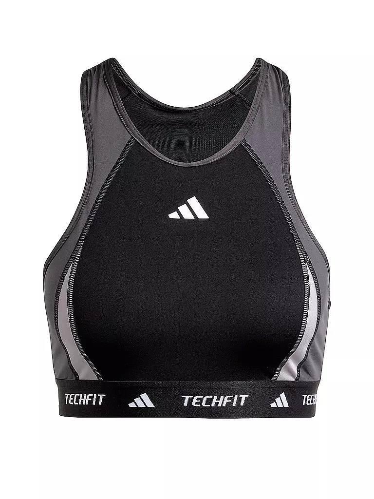 ADIDAS | Soutien-gorge de sport femme TECHFIT à col montant et blocs de couleurs, maintien moyen | Noir