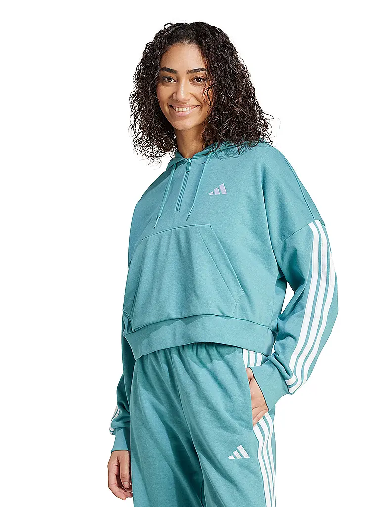 ADIDAS | Sweat à capuche femme Half Zip 3S | Pétrole