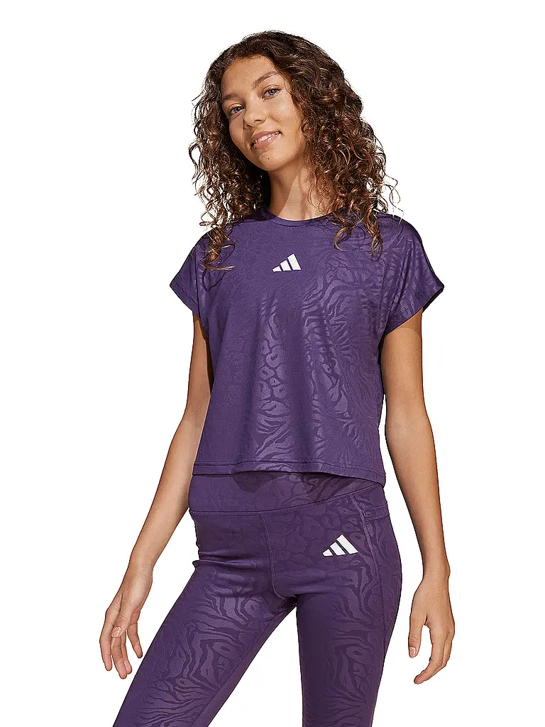 ADIDAS | T-shirt de fitness court à imprimé animal pour fille, tous sports |