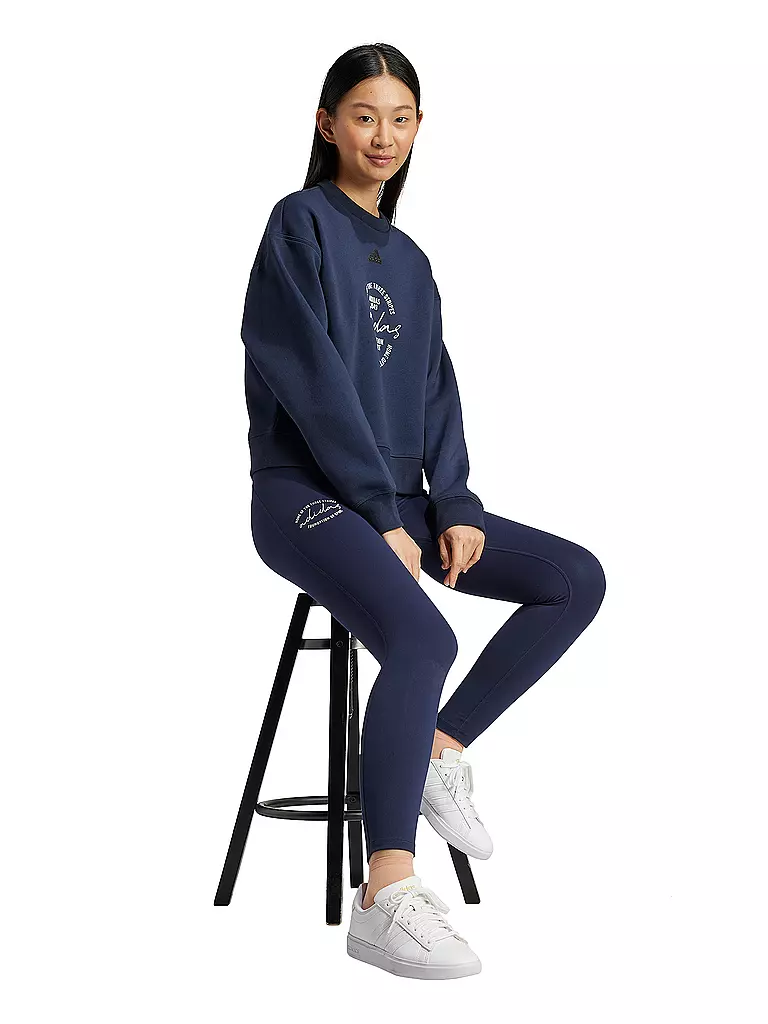 ADIDAS | Tight Femme Signature Imprimé Graphique Taille Haute 7/8 | Bleu foncé