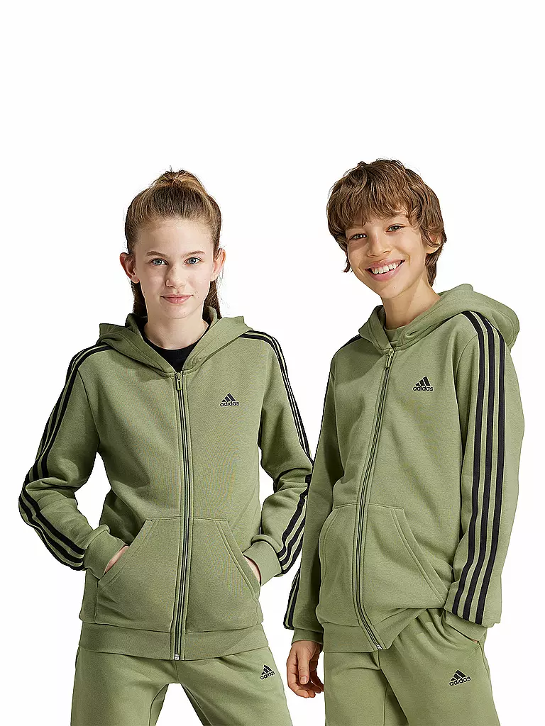 ADIDAS | Veste à capuche enfant Essentials 3 bandes en molleton | Olive