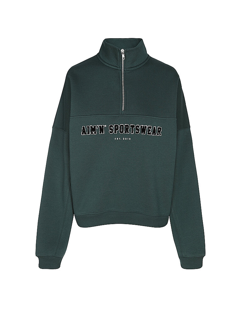 Sweat-shirt Varsity zippés vert foncé XS