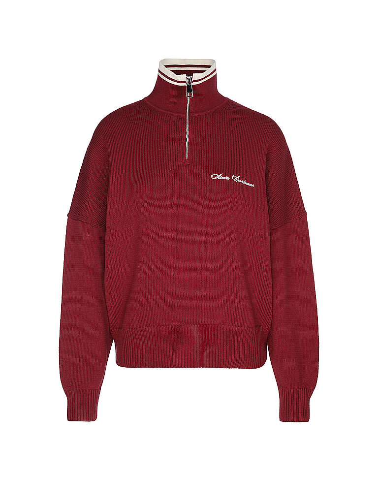 Sweat-shirt demi-zips rouge foncé S
