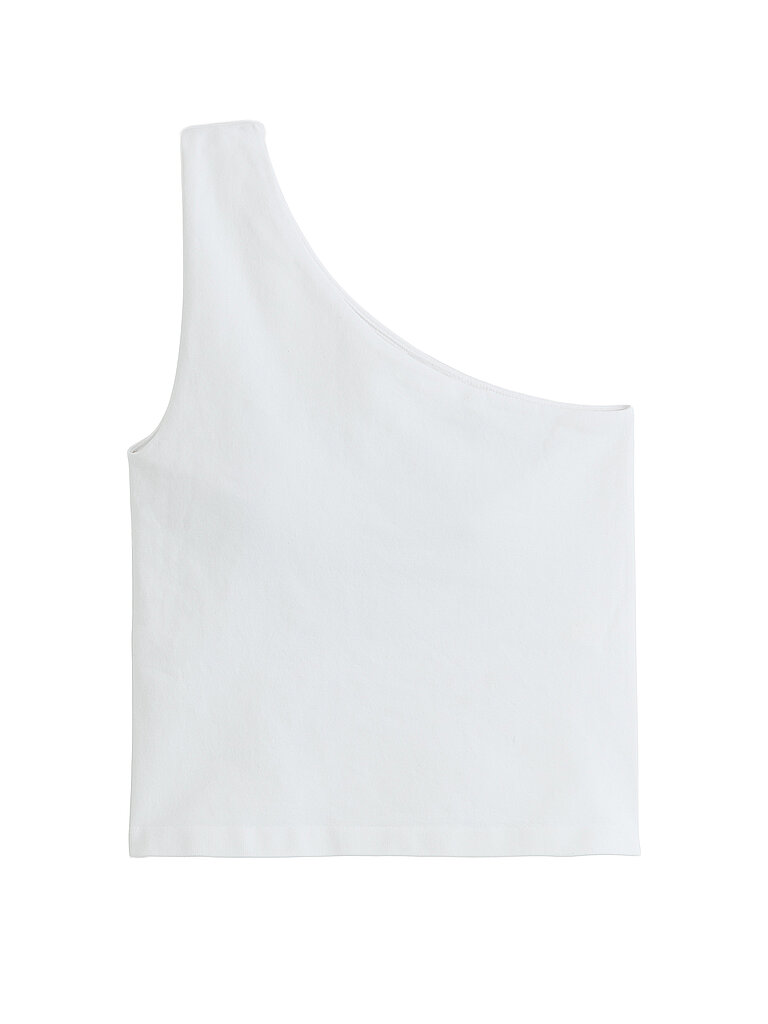 Top de fitness bralette une épaules blanc L