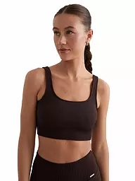 AIM'N | Soutien-gorge de sport côtelé sans coutures à maintien moyen pour femmes | Marron