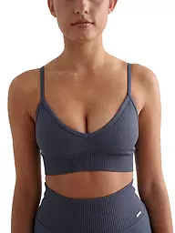 AIM'N | Soutien-gorge de sport côtelé sans coutures court pour femmes | Bleu foncé