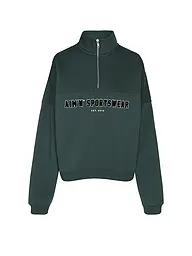 AIM'N | Sweat-shirt Varsity zippé pour femmes | Vert foncé