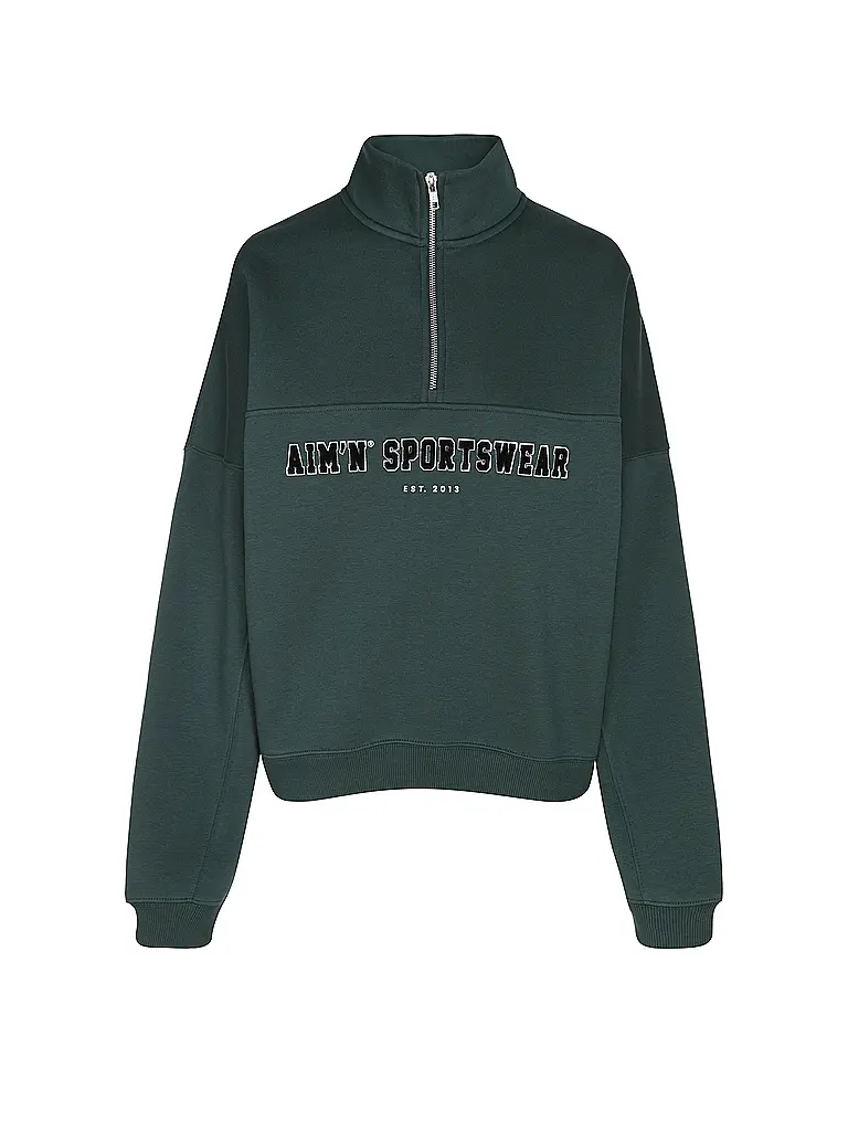 AIM'N | Sweat-shirt Varsity zippé pour femmes | Vert foncé