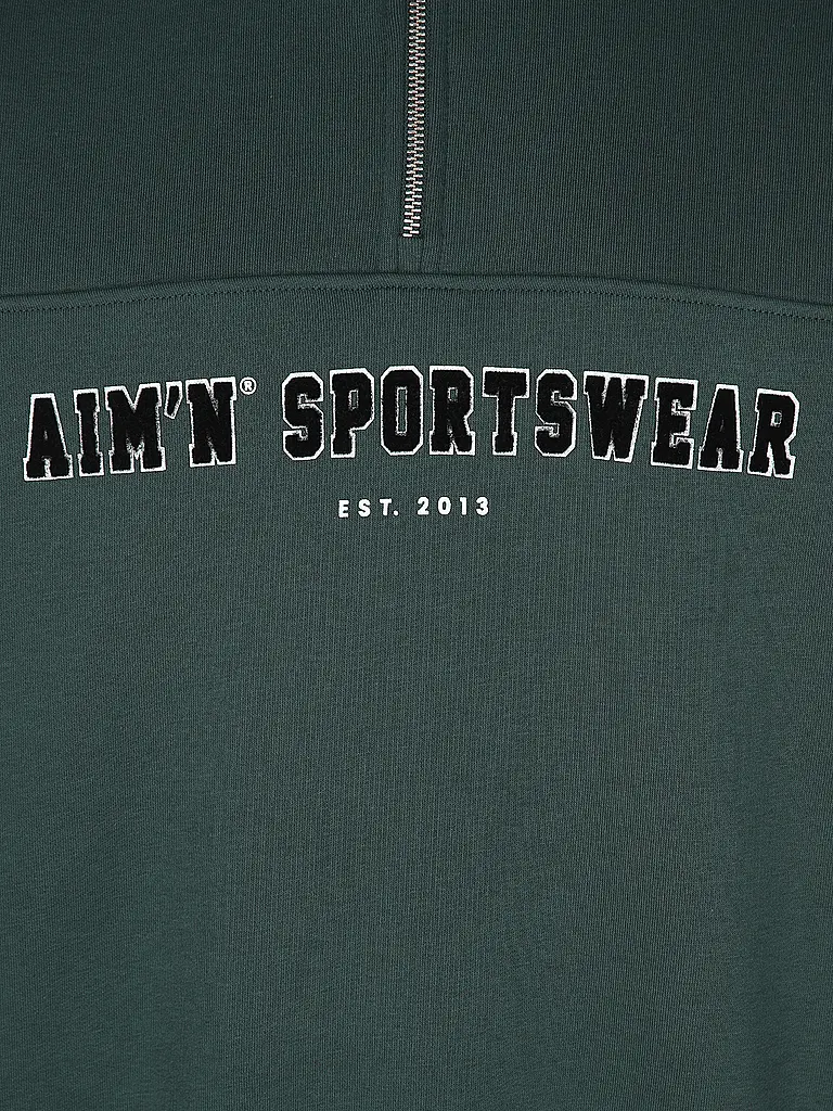 AIM'N | Sweat-shirt Varsity zippé pour femmes | Vert foncé