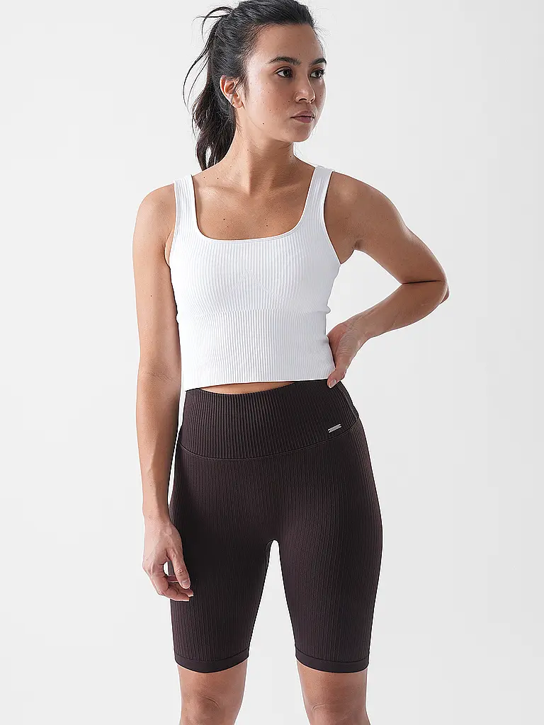 AIM'N | Top côtelé sans coutures pour femmes | Blanc