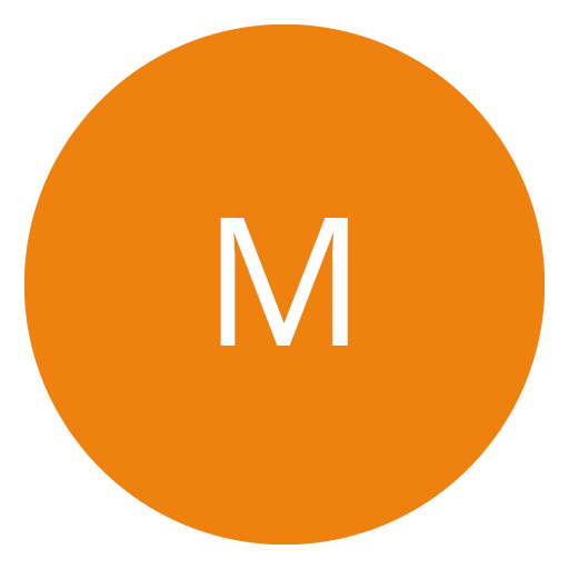 Un cercle orange avec une lettre « M » blanche au centre.