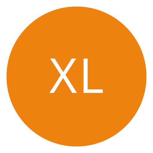 Cercle orange avec les lettres « XL » en blanc, centrées à l'intérieur.