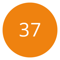 Cercle orange avec le nombre 37 en blanc au centre.