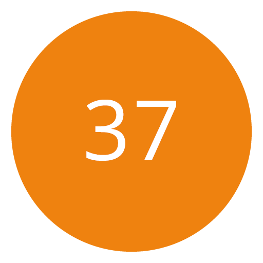 Cercle orange avec le nombre 37 en blanc au centre.