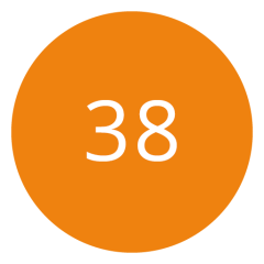 Cercle orange avec le nombre 38 en blanc au centre.