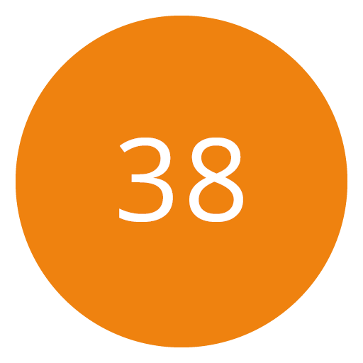 Cercle orange avec le nombre 38 en blanc au centre.