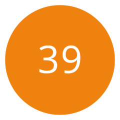 Un cercle orange avec le nombre 39 en blanc au centre.