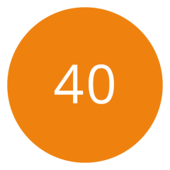 Cercle orange avec le nombre 40 en blanc au centre.