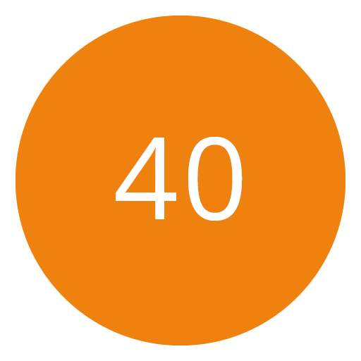 Cercle orange avec le nombre 40 en blanc au centre.