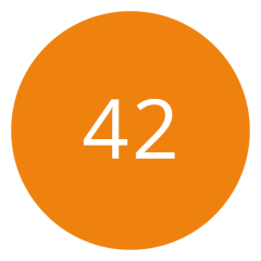Un cercle orange avec le nombre 42 en blanc au centre.