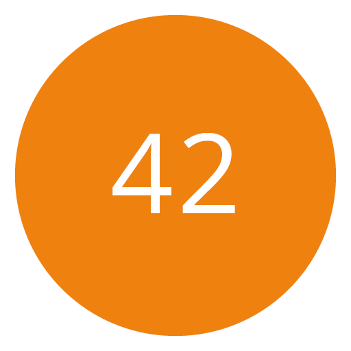 Un cercle orange avec le nombre 42 en blanc au centre.