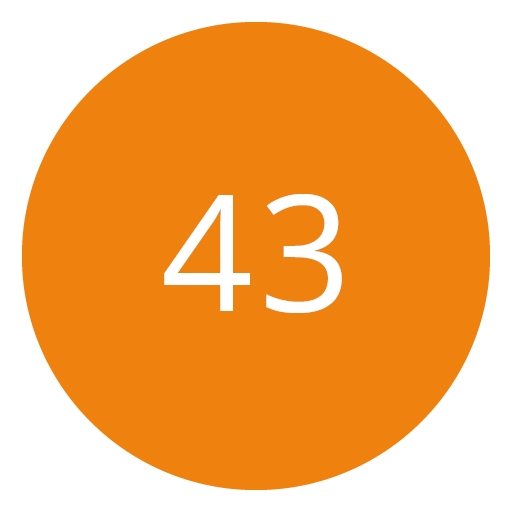 Un cercle orange avec le nombre blanc 43 au centre.