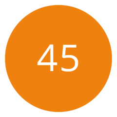 Cercle orange avec le nombre 45 en blanc au centre.