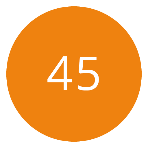 Cercle orange avec le nombre 45 en blanc au centre.