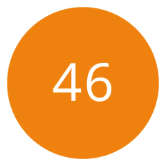 Cercle orange avec le nombre 46 en blanc au centre.