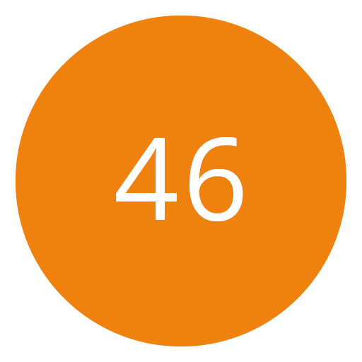 Cercle orange avec le nombre 46 en blanc au centre.