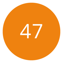 Cercle orange avec le nombre 47 en blanc au centre.