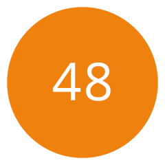 Un cercle orange avec le nombre 48 en blanc au centre.