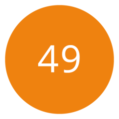 Cercle orange avec le nombre 49 en blanc au centre.