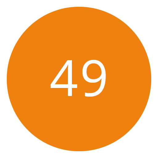 Cercle orange avec le nombre 49 en blanc au centre.