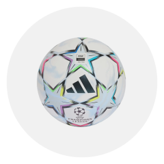<thought>The user wants a French translation of the German text. I need to translate the description of the football, ensuring to keep the formatting simple as the input is a single sentence. I will remove any links, but there are none in this input.
German text: "Weißer Adidas-Fußball der UEFA Champions League mit bunten Sternmustern und dem FIFA-Logo, abgebildet auf einem schlichten weißen Hintergrund."
Breakdown:
- "Weißer Adidas-Fußball": Ballon de football Adidas blanc
- "der UEFA Champions League": de l'UEFA Champions League
- "mit bunten Sternmustern": avec des motifs d'étoiles colorés
- "und dem FIFA-Logo": et le logo de la FIFA
- "abgebildet auf einem schlichten weißen Hintergrund": représenté sur un fond blanc uni (or simple)
Combining these: "Ballon de football Adidas blanc de l'UEFA Champions League avec des motifs d'étoiles colorés et le logo de la FIFA, représenté sur un fond blanc uni."
Let's check for natural flow and accuracy.
"Ballon de football Adidas blanc" - good.
"de l'UEFA Champions League" - good.
"avec des motifs d'étoiles colorés" - good.
"et le logo de la FIFA" - good.
"représenté sur un fond blanc uni" - good. "Simple" for "schlichten" is also possible, but "uni" for a background sounds more natural in French for "plain white background". "Schlicht" can mean simple, plain, modest. "Uni" fits "plain" or "unadorned" for a background.
The translation seems accurate and natural.</thought>Ballon de football Adidas blanc de l'UEFA Champions League avec des motifs d'étoiles colorés et le logo de la FIFA, représenté sur un fond blanc uni.