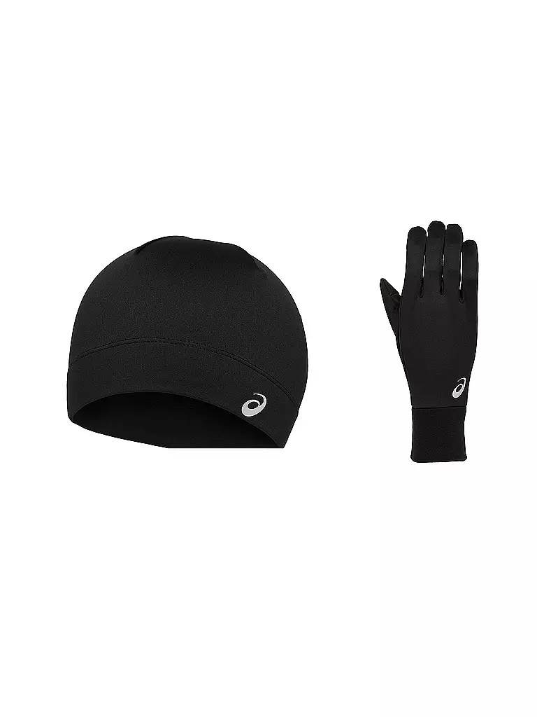 ASICS | Ensemble de course pour hommes bonnet + gants RUNNING PACK | Noir