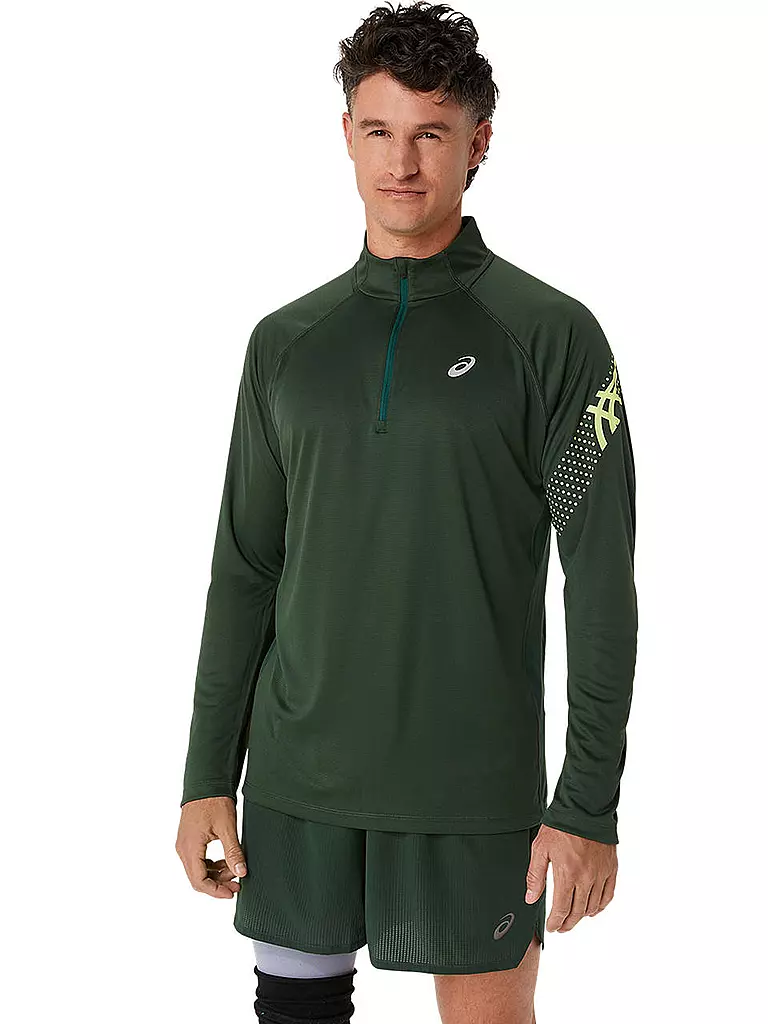 ASICS | Herren Laufshirt Icon LS 1/2 Zip | Olive
