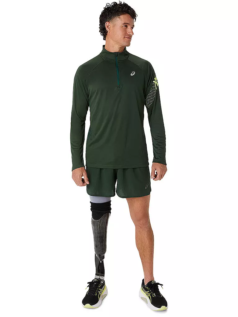 ASICS | Herren Laufshirt Icon LS 1/2 Zip | Olive