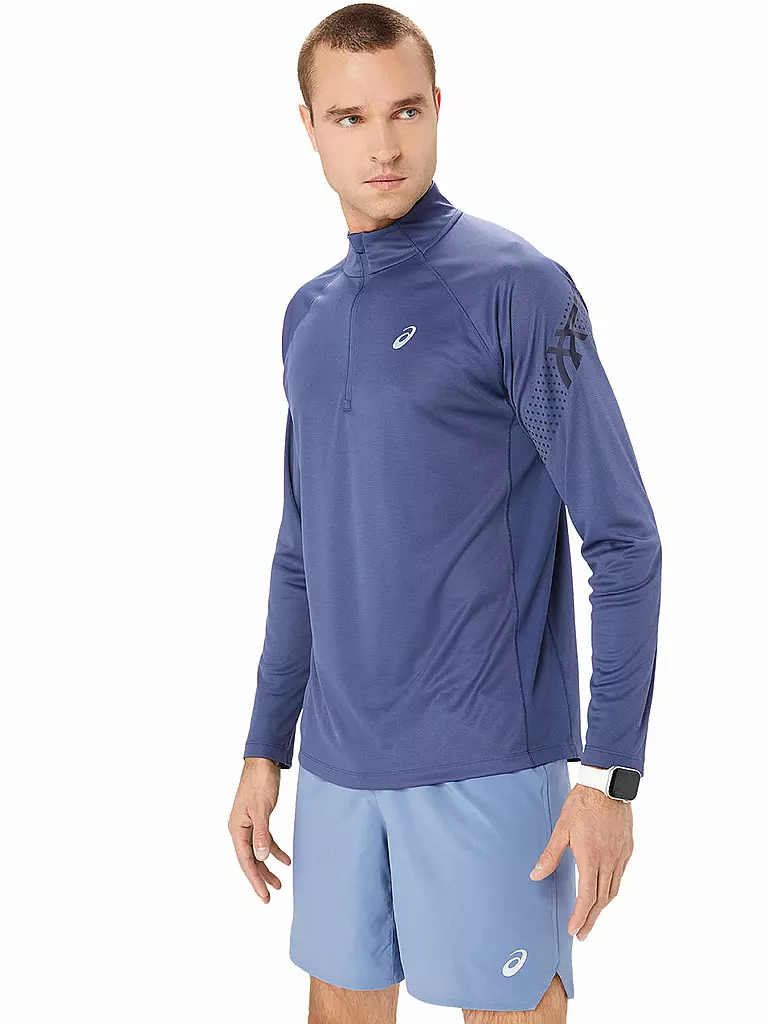 ASICS | Herren Laufshirt Icon LS 1/2 Zip | Bleu