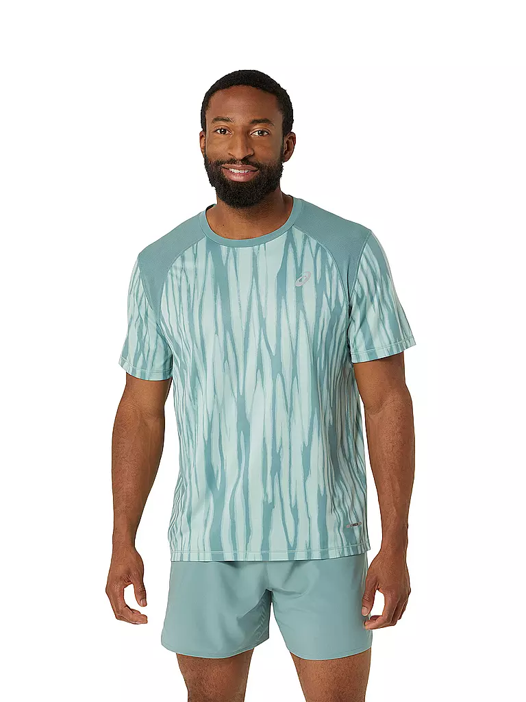 ASICS | T-shirt de course pour hommes Road All Over Print SS Top | Bleu clair