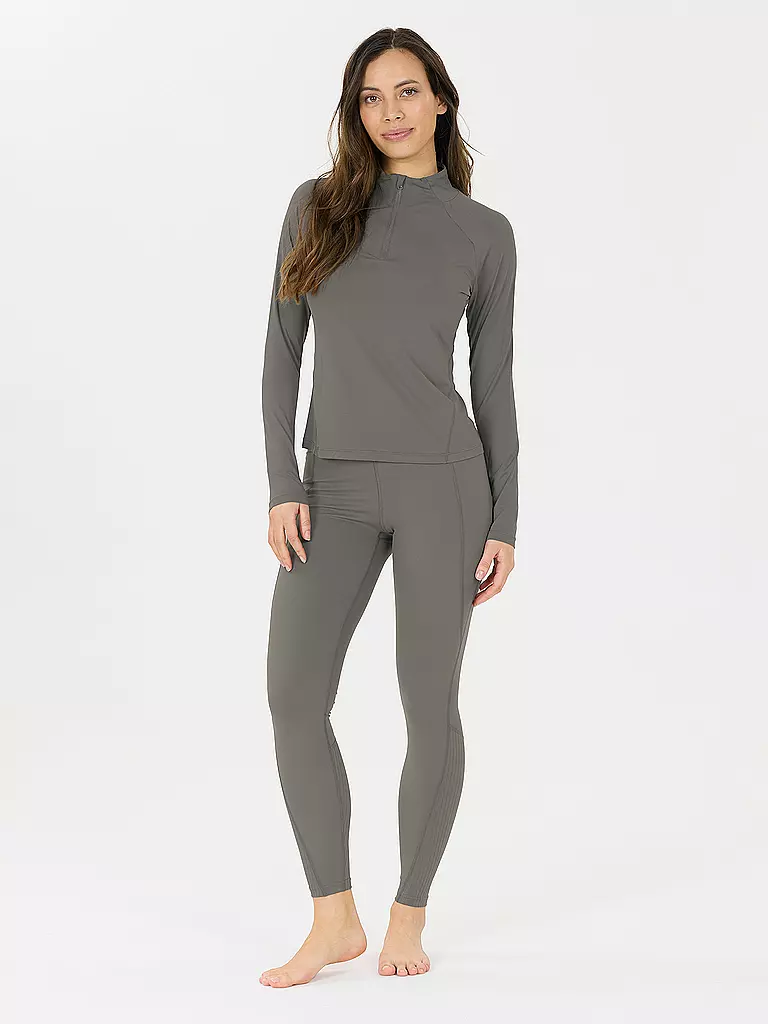 ATHLECIA | T-shirt de fitness pour femmes Grina 1/2 Zip | Olive