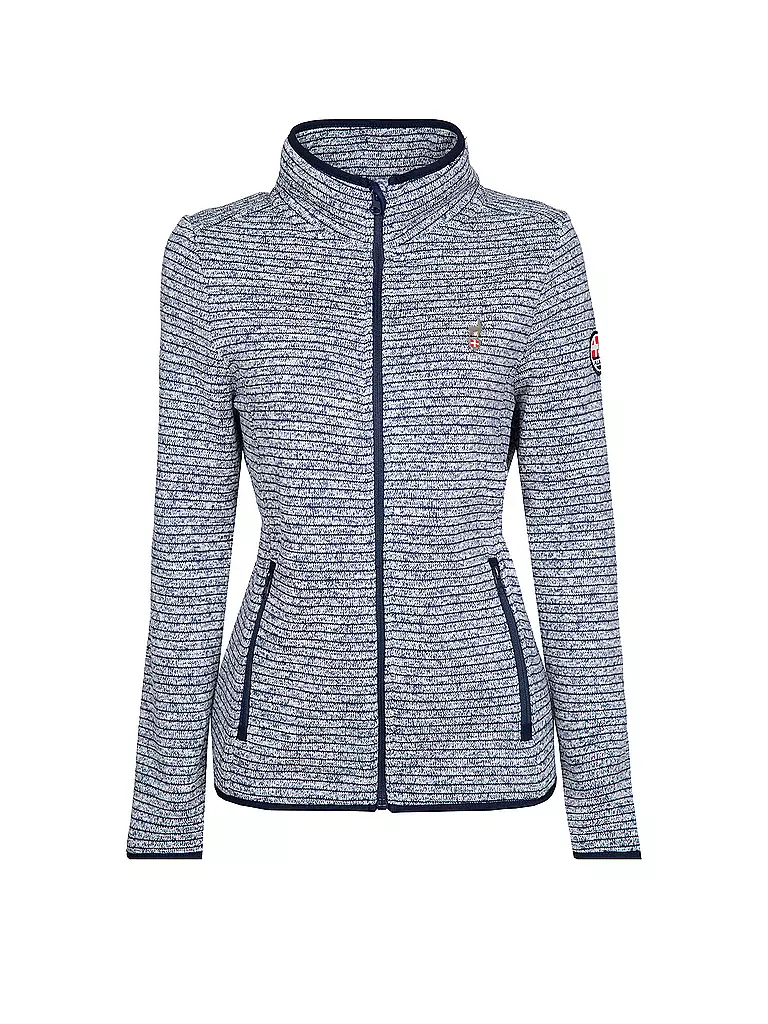 AULP | Veste polaire chinée en tricot pour femmes | Bleu foncé