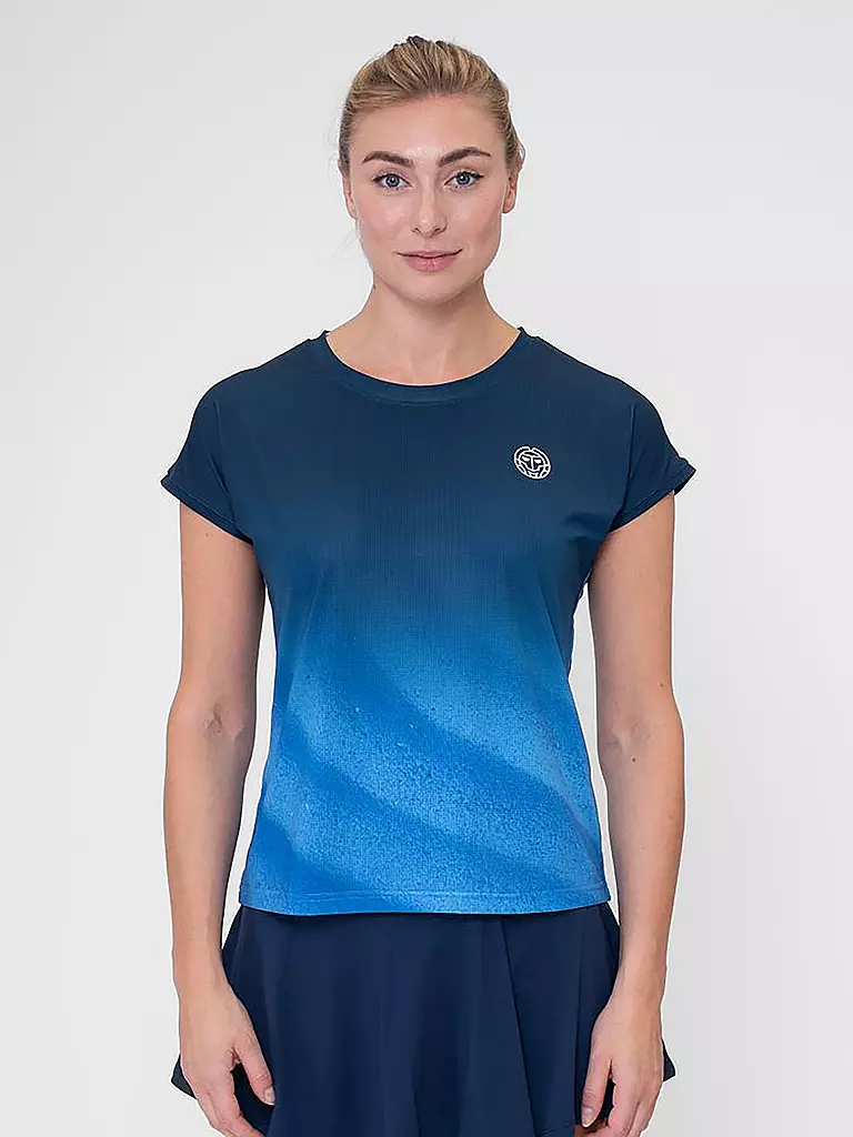 BIDI BADU | Damen Tennisshirt Beach Spirit Capsleeve | Bleu foncé