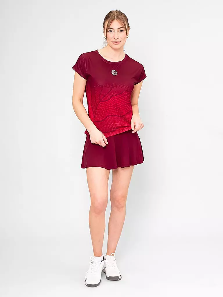 BIDI BADU | Damen Tennisskort Protected Leafs Wavy | Rouge foncé