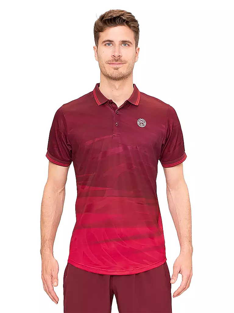 BIDI BADU | Herren Tennispolo Protected Leafs | Rouge foncé